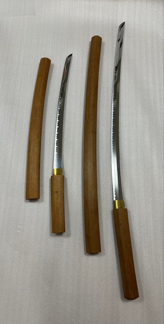 模造刀 白鞘 打刀 脇差 2点セット 鞘付き長さ約68/101cm 26A28