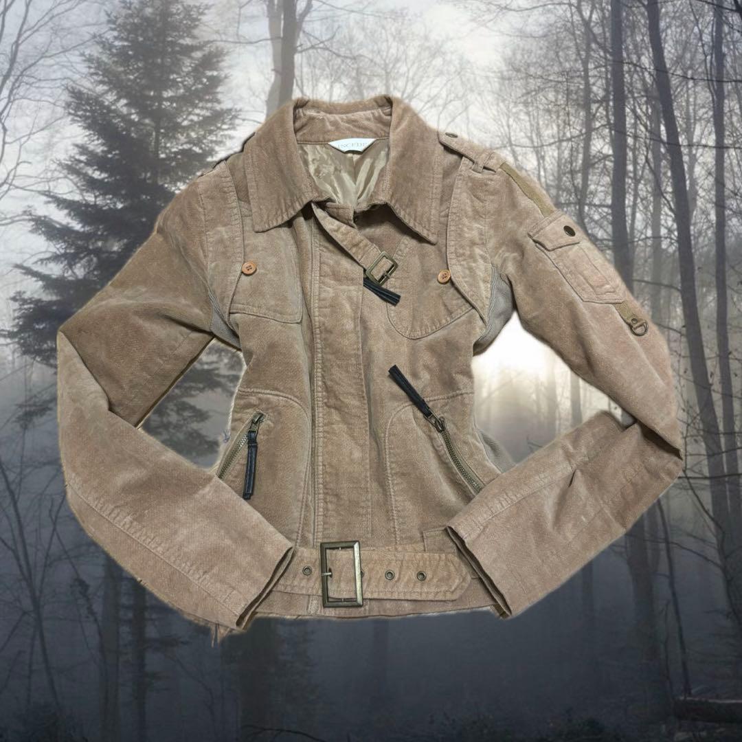 け*す様 00s jacket ベルト ブラウン y2k M gimmick g