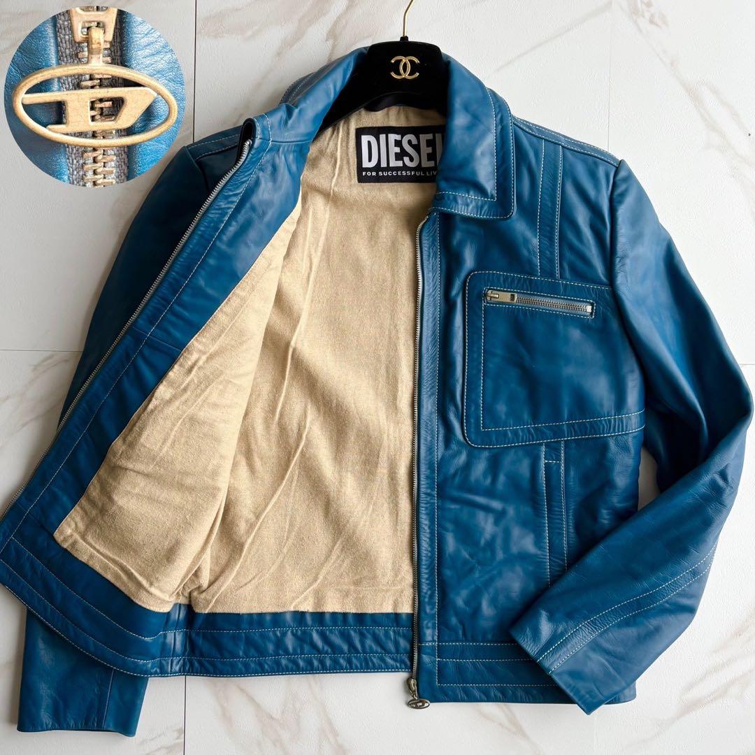 希少カラー◆美品 ディーゼル シングル ライダース レザー ジャケット M