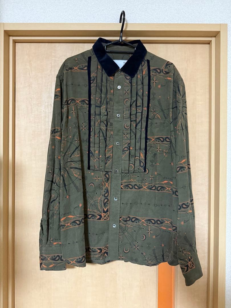 sacai Dr.woo シャツ　サカイ　ドクターウー　バンダナ柄 Sacai Dr Woo 長袖シャツ バンダナプリントコーデュロイシャツ メンズ