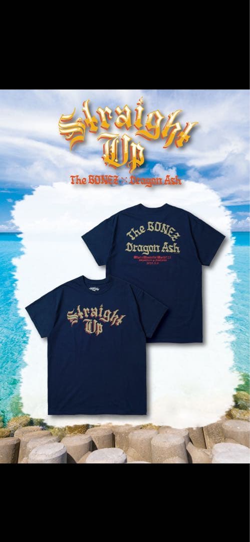 StraighUp Tシャツ 沖縄限定ネイビー　サイズXL 正規品 オリオンビール tシャツ コットン ユニセックス ネイビー 背面