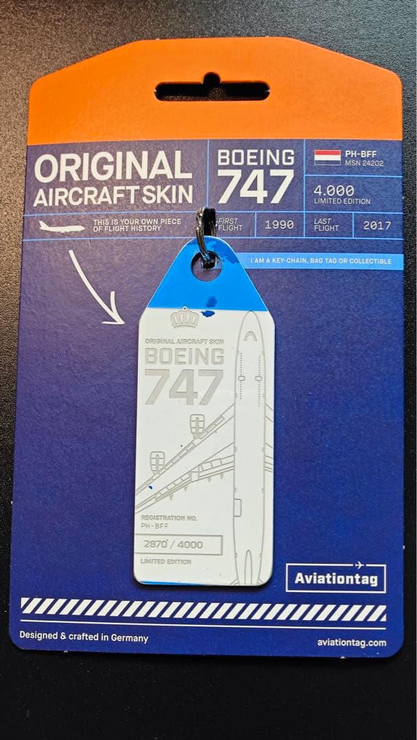 KLM Aviationtag B747-400M PH-BFF 塗装面完璧 Aviationtag KLM Boeing 747-400M PH-BFG