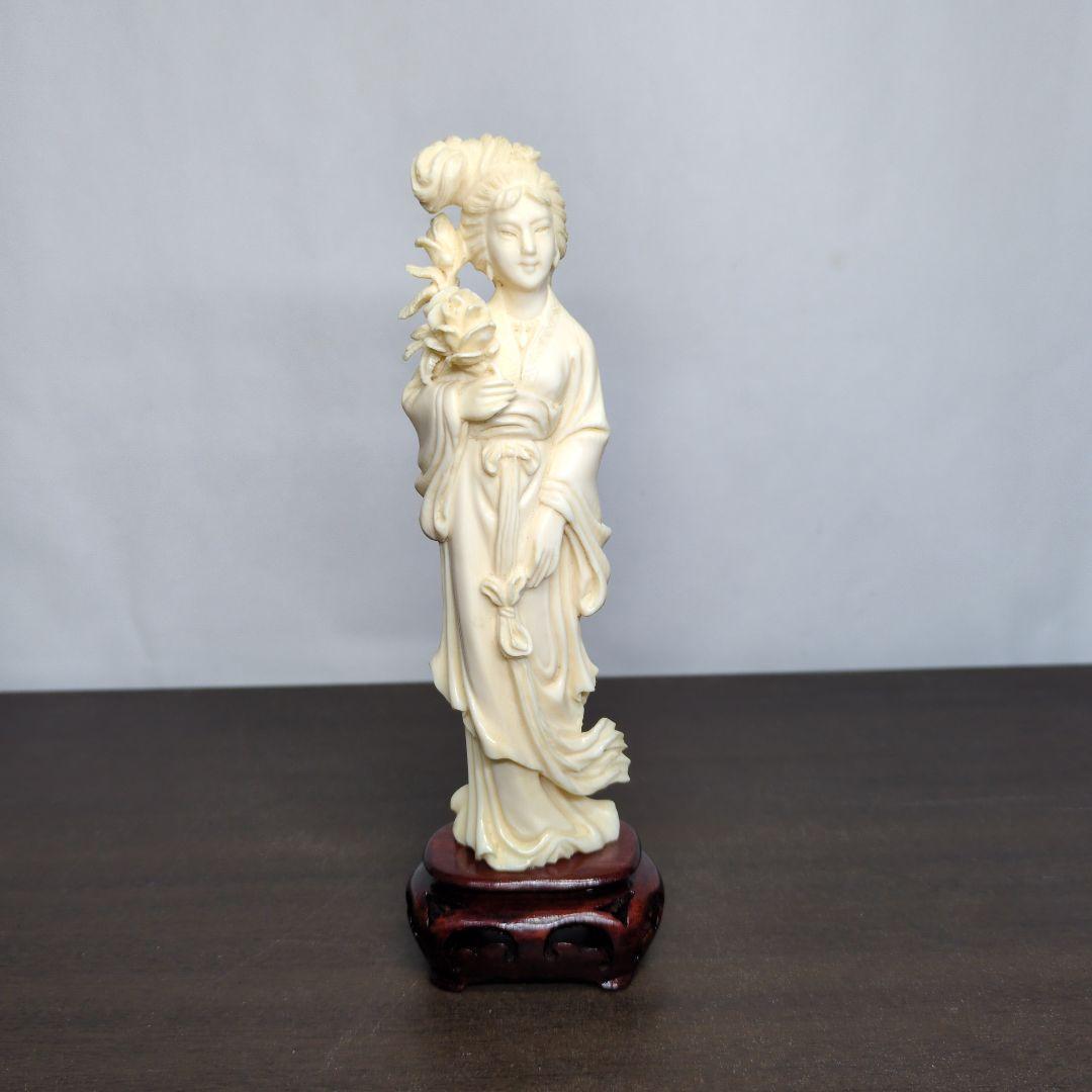 東洋彫刻 美人像 置物 高さ約18cm