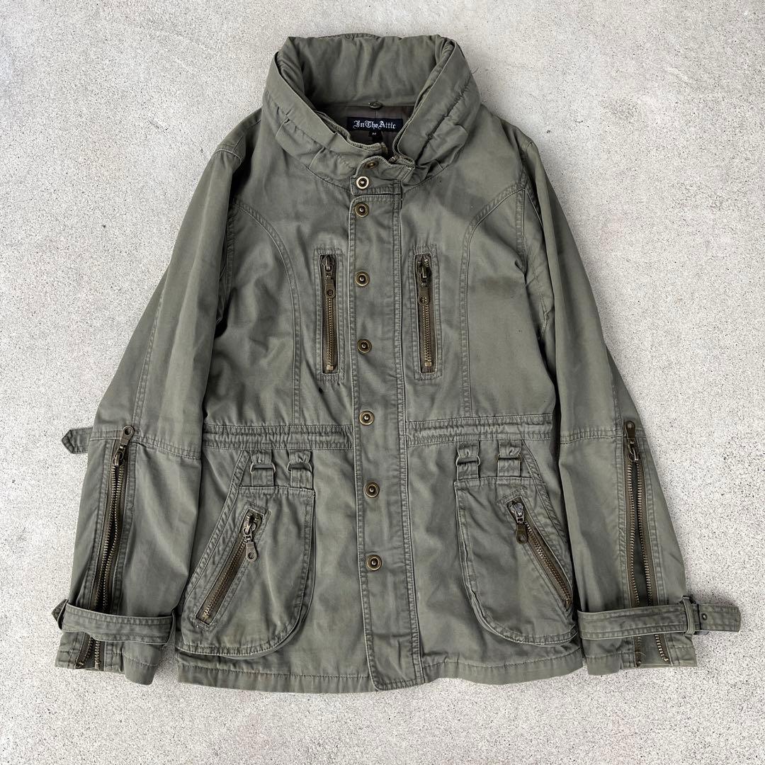 Y2K 00s in the attic ギミック ミリタリージャケット カーキ - メルカリ