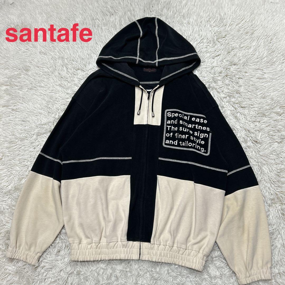 Santafe サンタフェ　刺繍　デカロゴ　ジップパーカー　Lサイズ