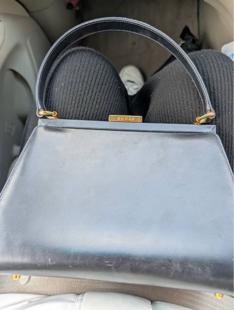 GUCCI グッチ ハンドバッグ レザー ブラック ゴールド金具 イタリア製
