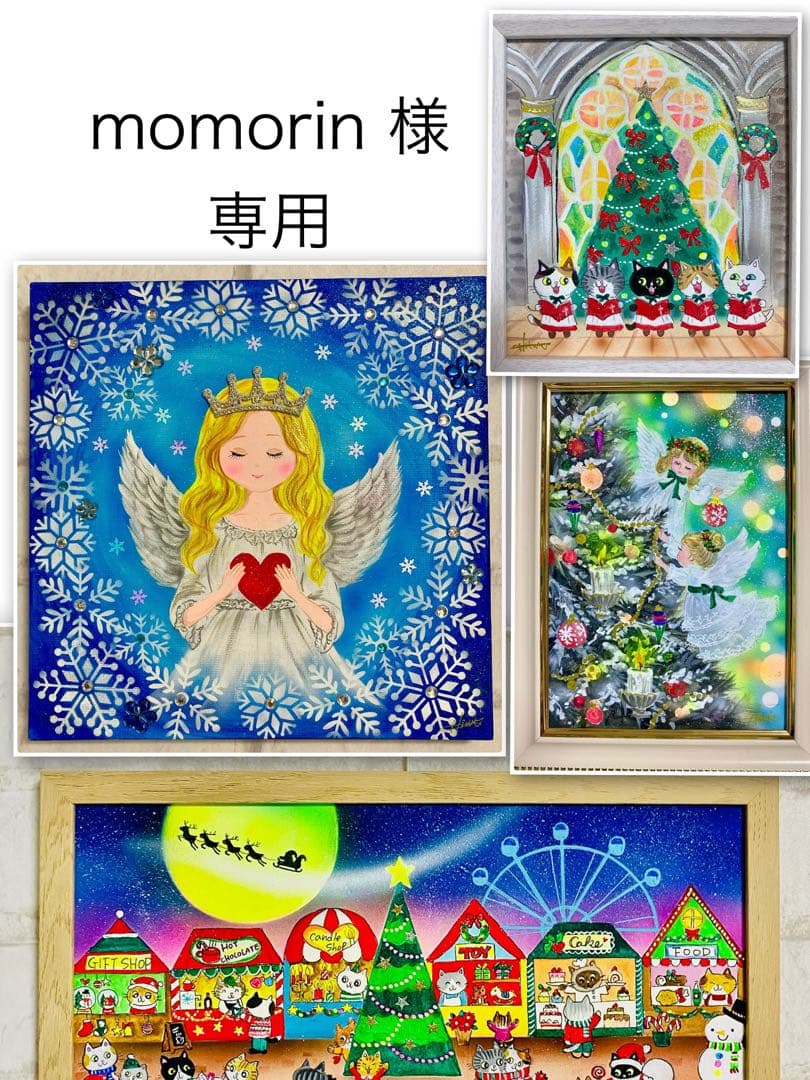 momorin 絵画4点　雪華の天使 楽天市場】【3/5 限定クーポン配布中】 絵画 天使【Angels】壁掛け