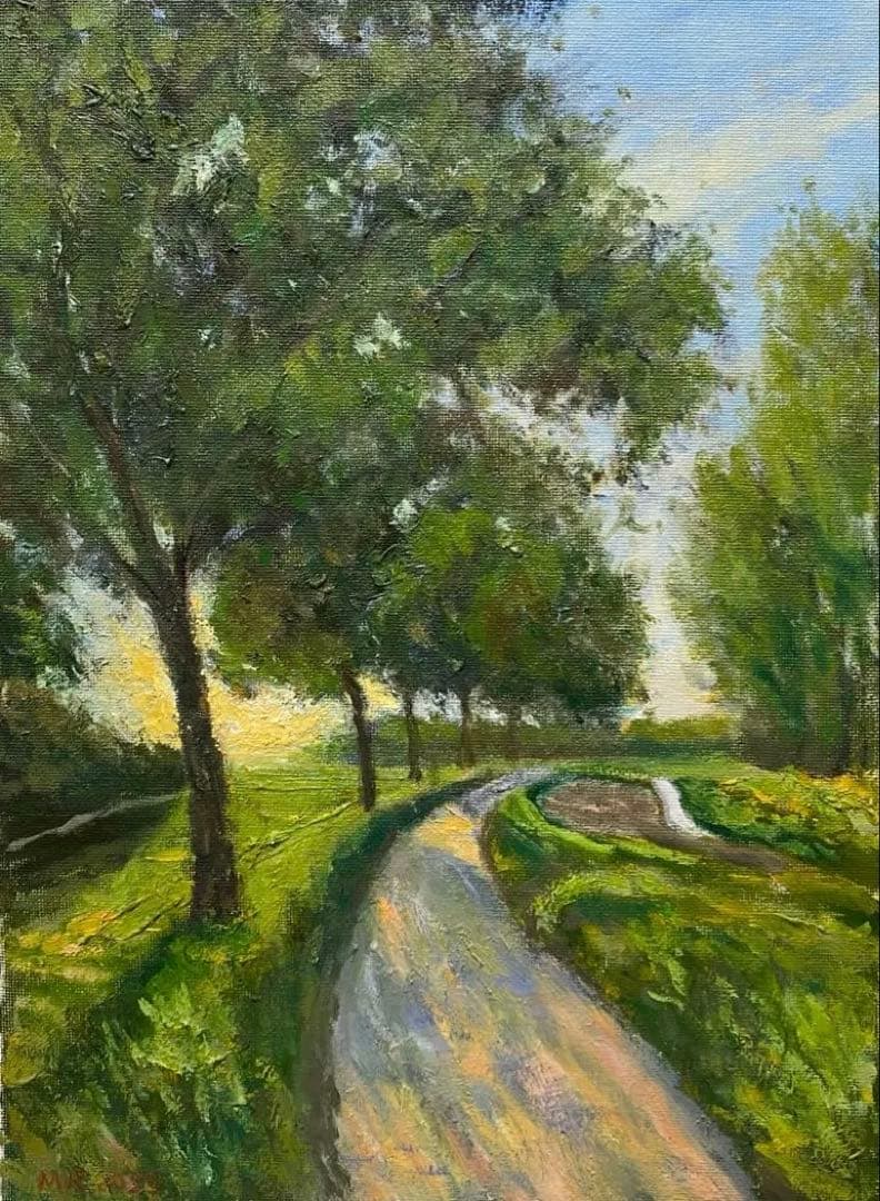 光の小道F4 キャンバス 風景画 油彩画 絵画