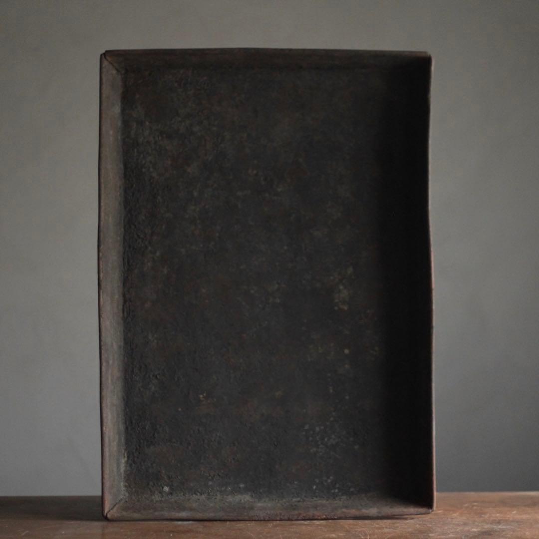 大きな 鉄の トレイ 古道具 アンティーク オブジェ 鉄製トレー