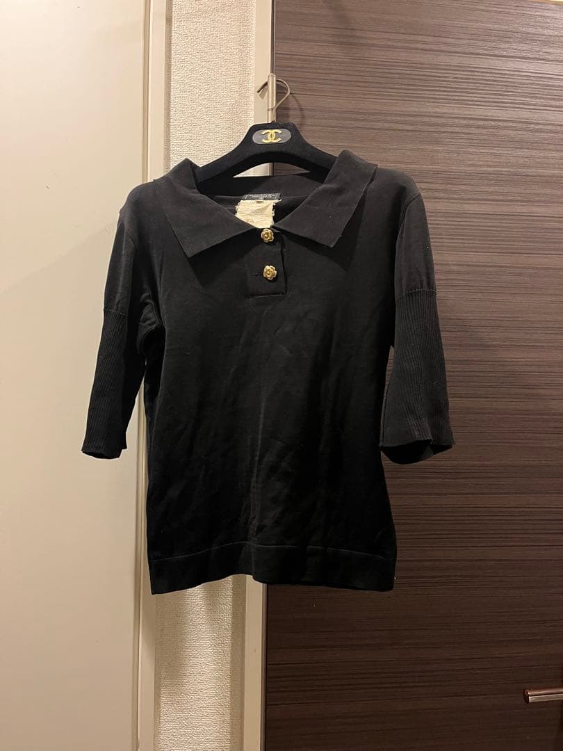 CHANEL サマーニット　ブラック ポロシャツ 38 ニット　半袖