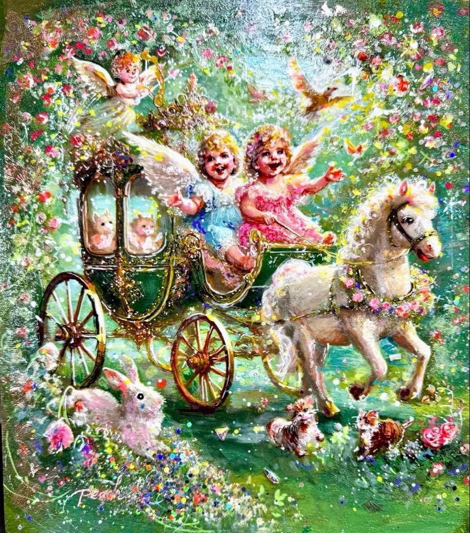 絵画原画　《Spiritual Cupids》　キラキラ溢れるバレンタイン