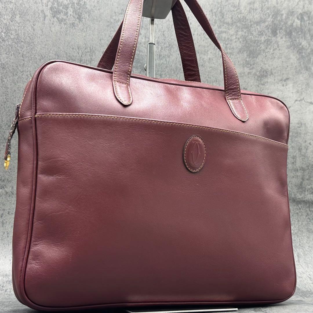 カルティエ マストライン ビジネスバッグ ボルドー ハンド A4 オールレザー