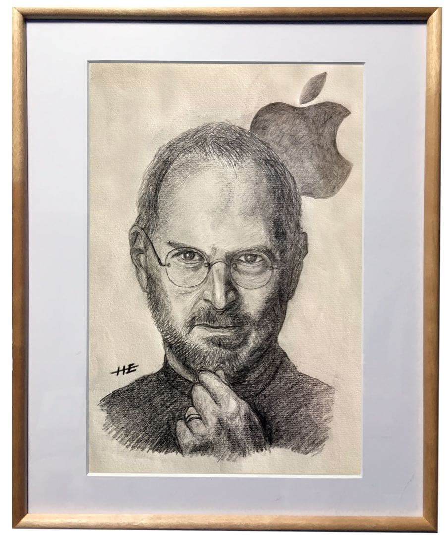 アップルを創ったIT革命児、スティーブ・ジョブズを偲ぶ鉛筆デッサン
