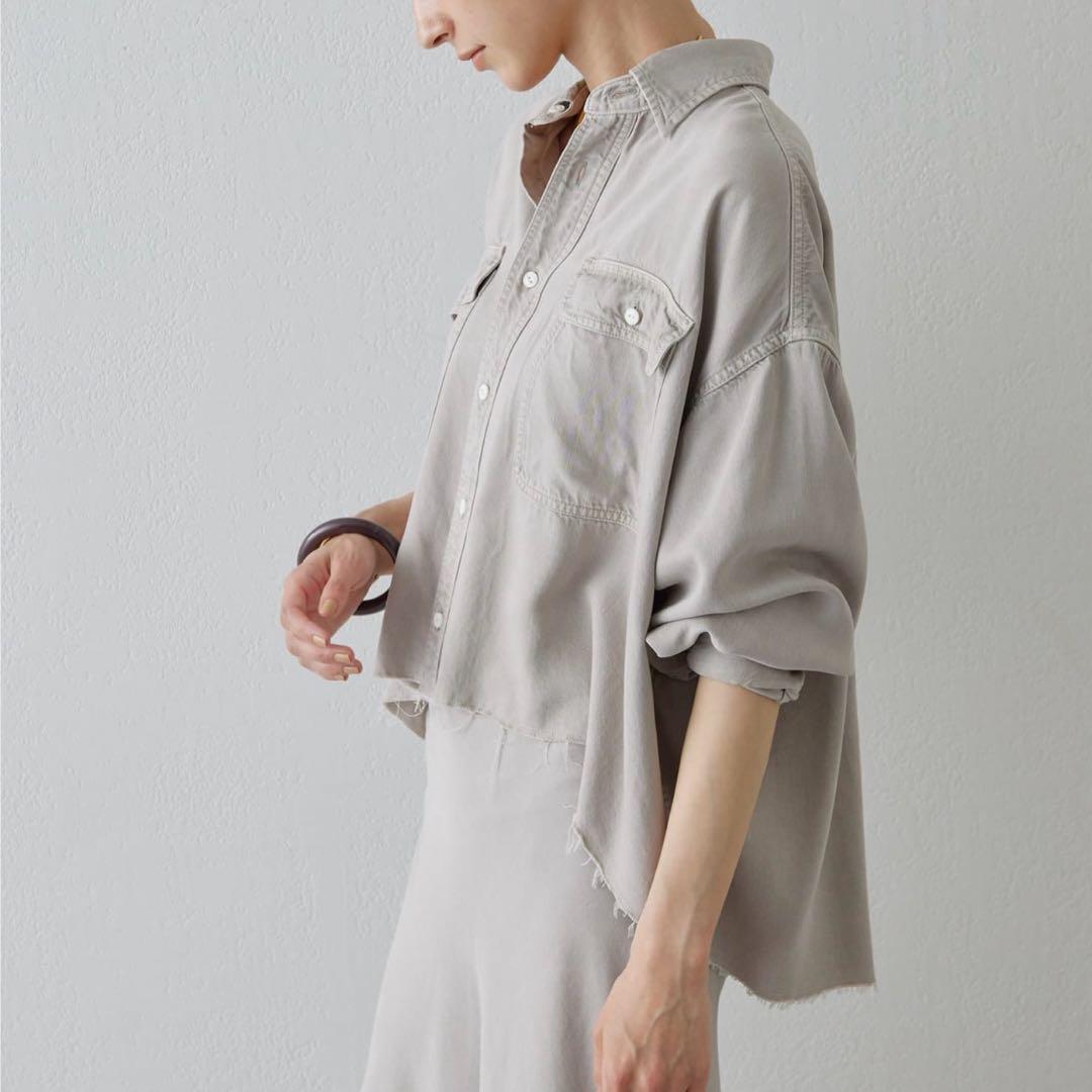 Whim Gazetteウィムガゼット テンセル（TM）繊維使用シャツ ベージュ