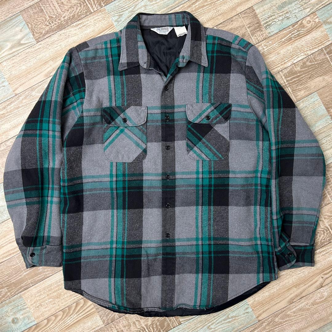 80s USA製 FIVEBROTHER キルティング ネルシャツ レアカラー