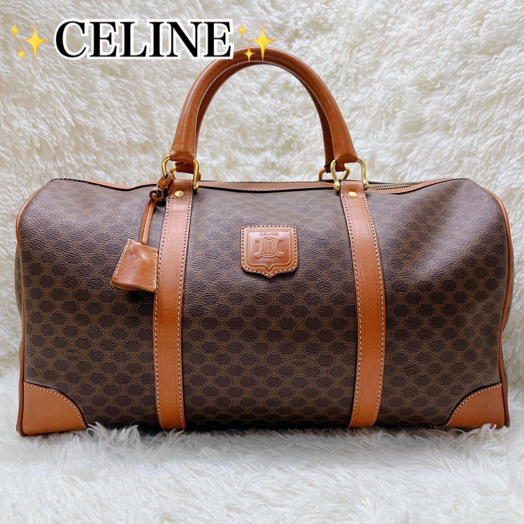 美品 CELINE セリーヌ ボストン マカダム トリオンフ PVC レザー