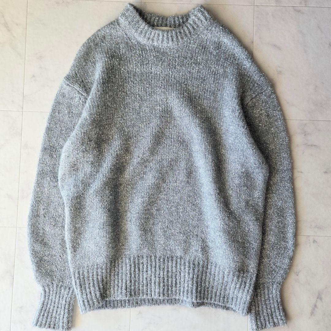 美品✨アンスクリア　ラメプルオーバー　ラメニット　シルバー　銀　オーバーサイズ