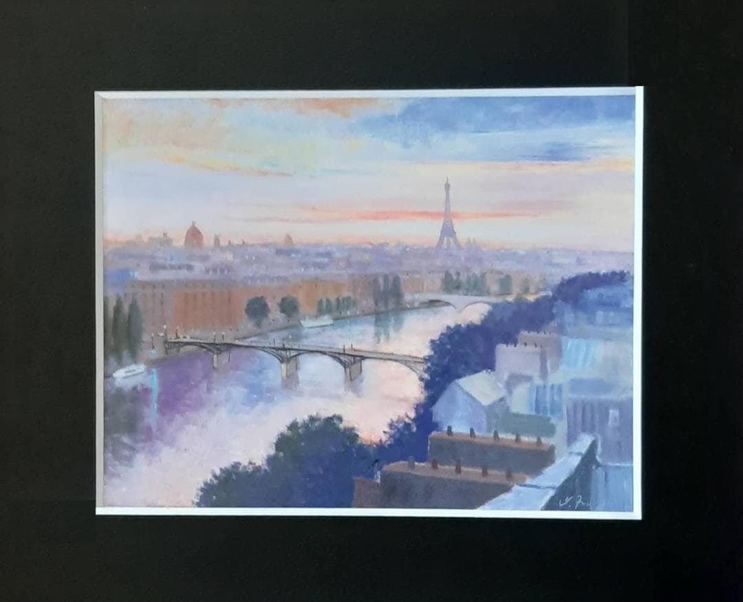 藤祥州、「黄昏のパリ」、希少画集の額装画、四季、風景、人気作品 Yahoo!オークション -「藤祥州」(絵画) (美術品)の落札相場・落札価格