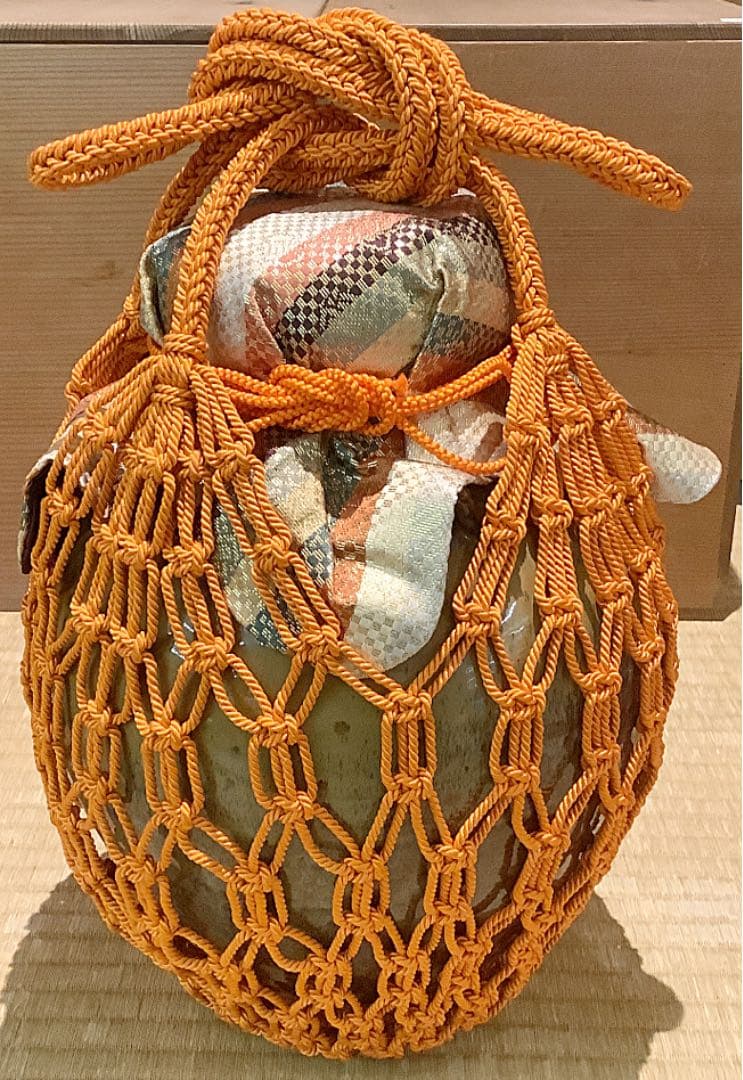 【茶道具】13代八仙作 高取焼飾壺 茶壷 茶道具 飾茶壺 飾壺 高取焼き 高取喜恵作 八仙窯 口覆仕服 網 飾り紐3