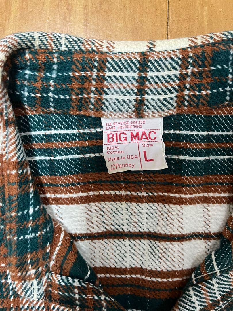 BIG MAC ネルシャツ　70s d*i様 70s BIG MAC 好配色 青 ネルシャツ ヘビネル ヴィンテージ 古着