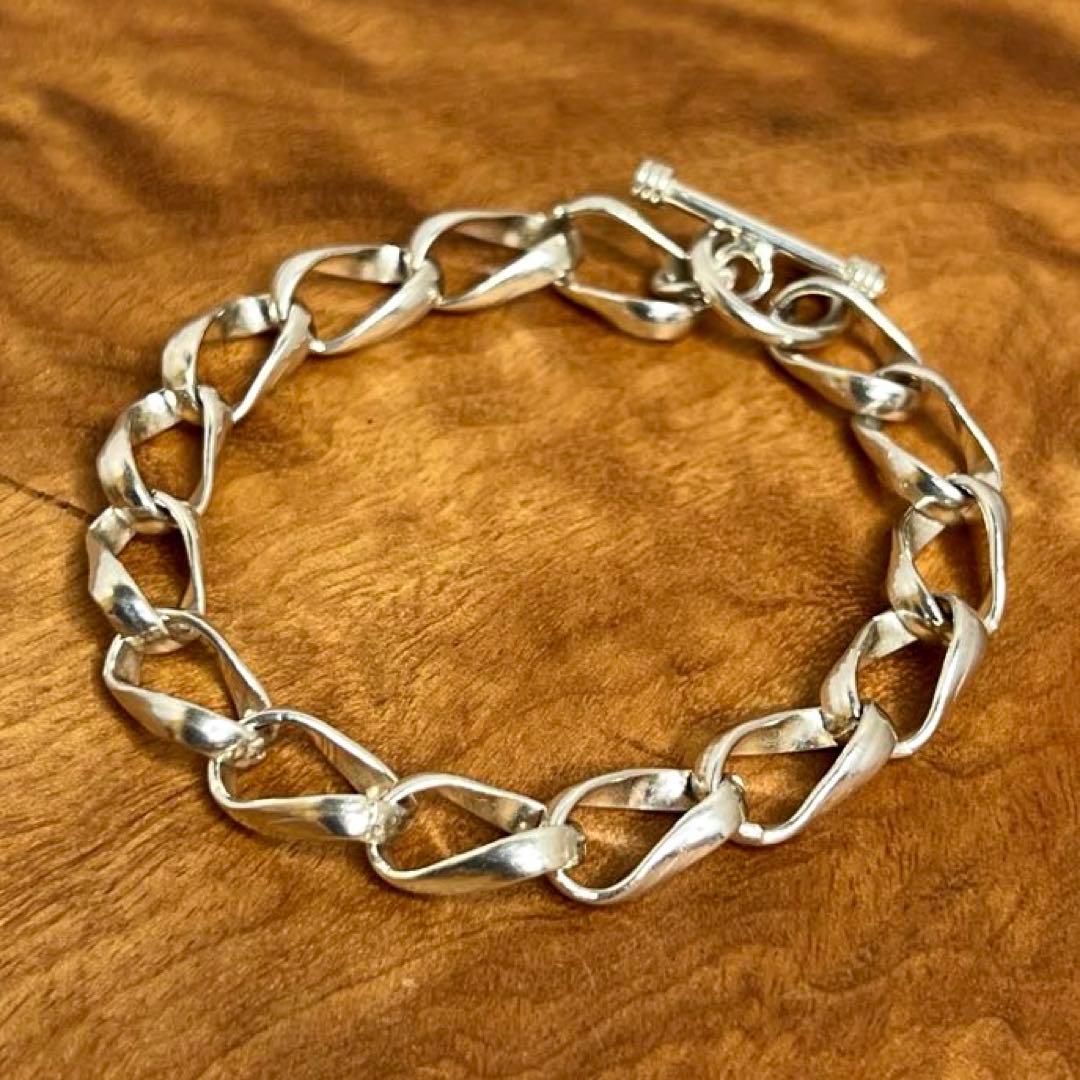 USヴィンテージ シルバー ウェーブリンク ブレスレット 925