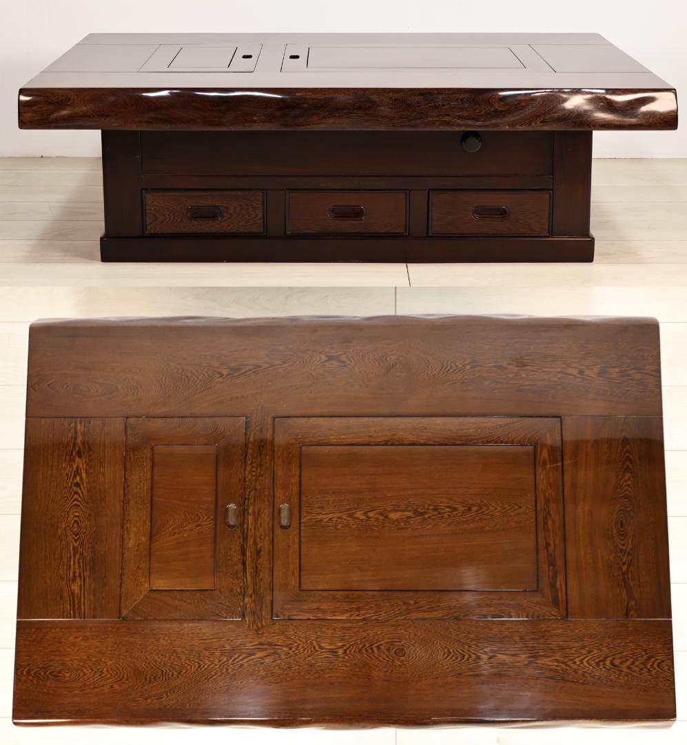 新品未使用　鉄刀木（タガヤサン）総無垢　関西火鉢　4尺　天厚7.5　BJ217