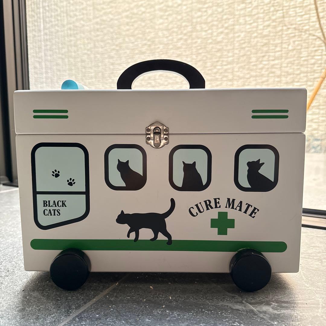 キュアメイト CURE MATE 救急箱 救急車 木製 2個 猫 薬入れ 薬箱