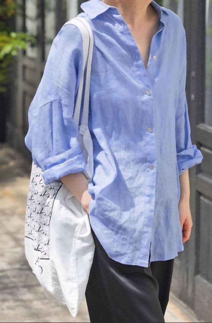 スピック＆スパン 80リネンカシュクール ビッグシャツ 美品