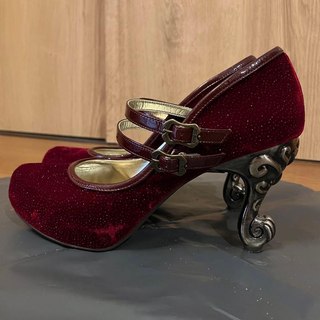 24.5cm 猫足 ヒール パンプス ANNA SUI 赤 - メルカリ