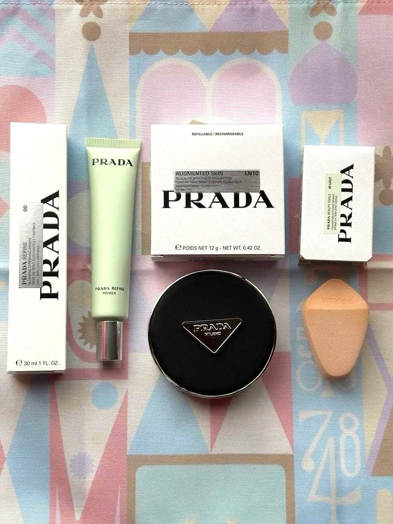 PRADAメッシュクッション・リファインブラーリングエクステンディングプライマー 試してみた】リファイン ブラーリング エクステンディング プライマー