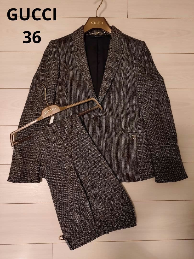 ★美品★ GUCCI グレー ツイード パンツ スーツ