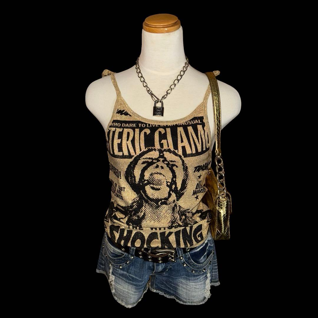 90s 初期 ヒステリックグラマー キャミソール 平成 ギャル ゴールド ラメ