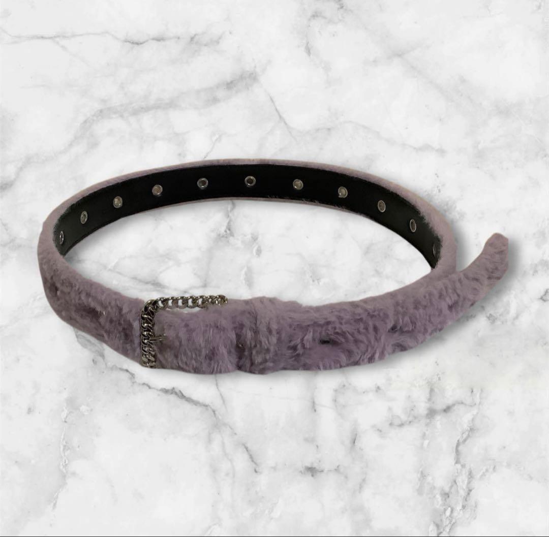 【美品】AFB（エーエフビー）ファーベルト　パープル　サイズXL