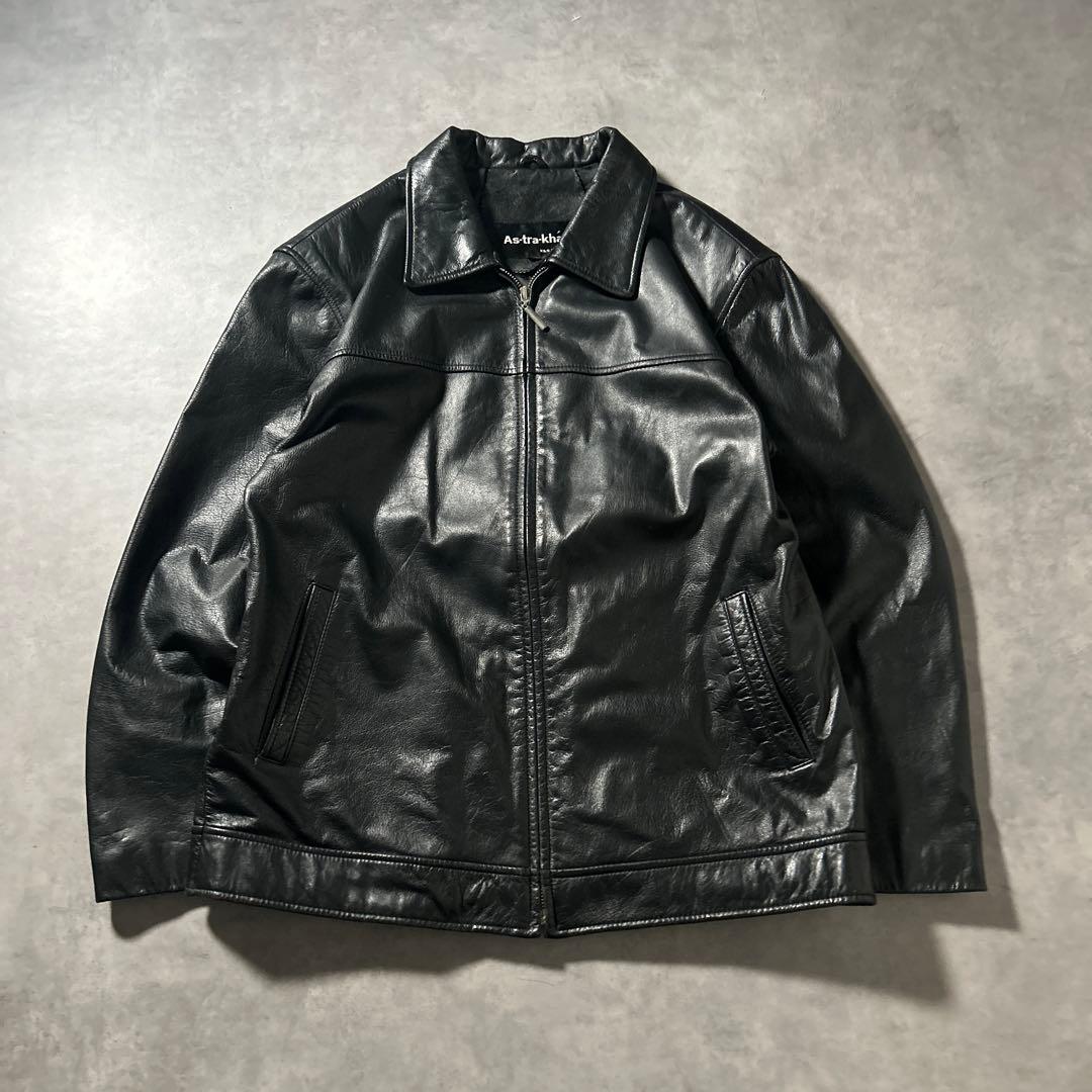 【NA】ヴィンテージ ジップアップ 本革 レザー ブルゾン ジャケットレーシング 革ジャン ライダース フェイクレザー スイングトップ ブルゾン