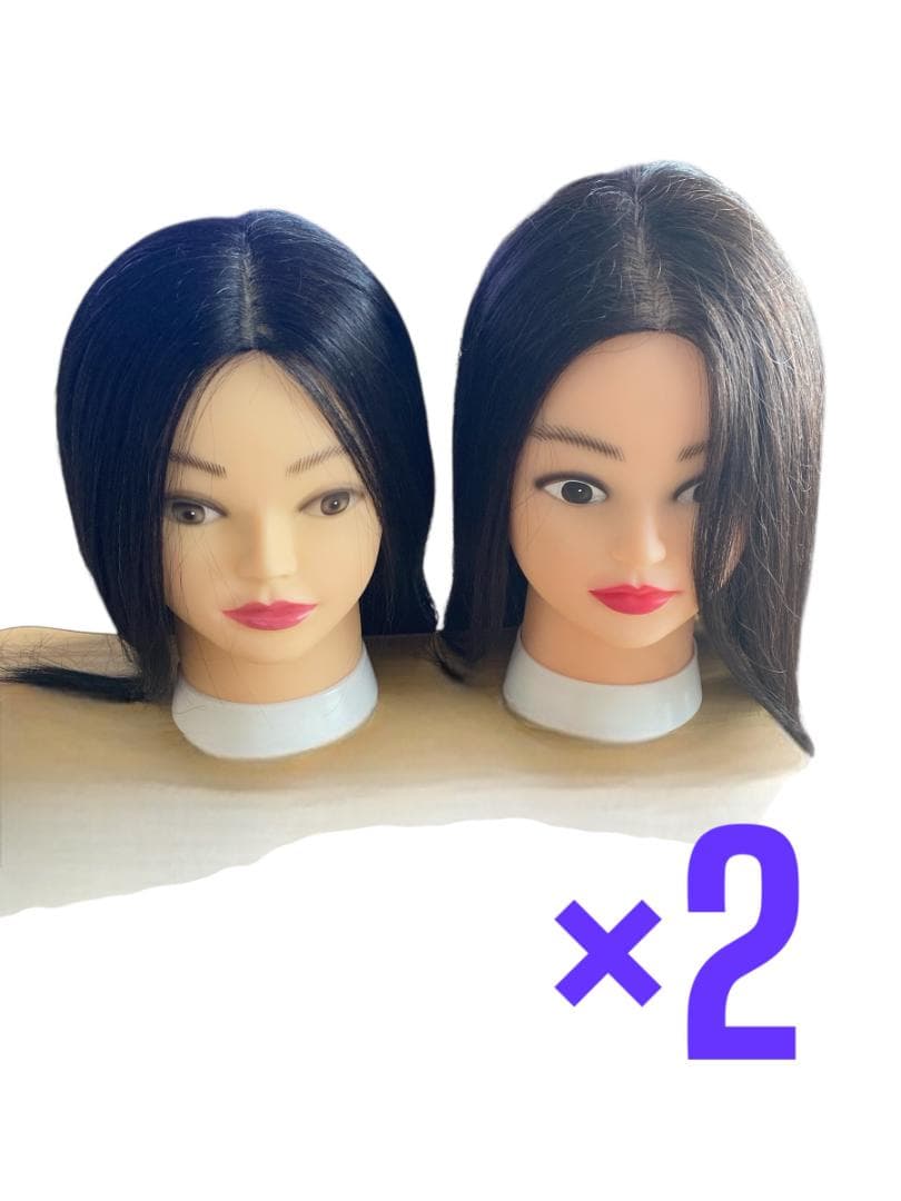 【新品未使用】美容師カットウィッグ練習用　4体　人毛90％