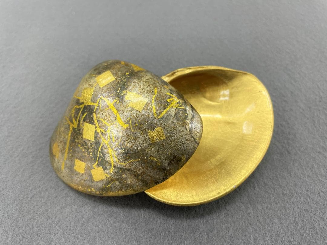 香合 荒井正春作 金箔工芸 共箱　茶道具