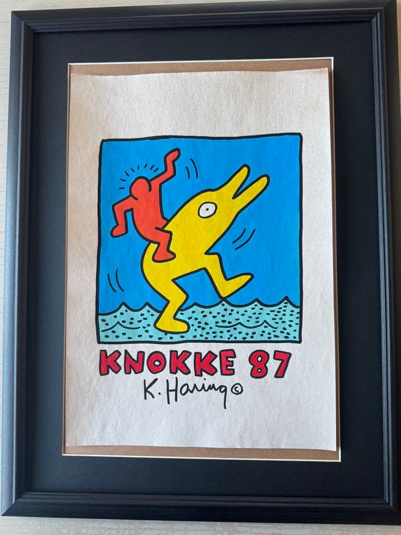 キース・ヘリング KNOKKE 87 ドローイング 手描 サイン入 画廊印有 キース・ヘリング KNOKKE 87 ドローイング 手描 サイン入 画廊印有