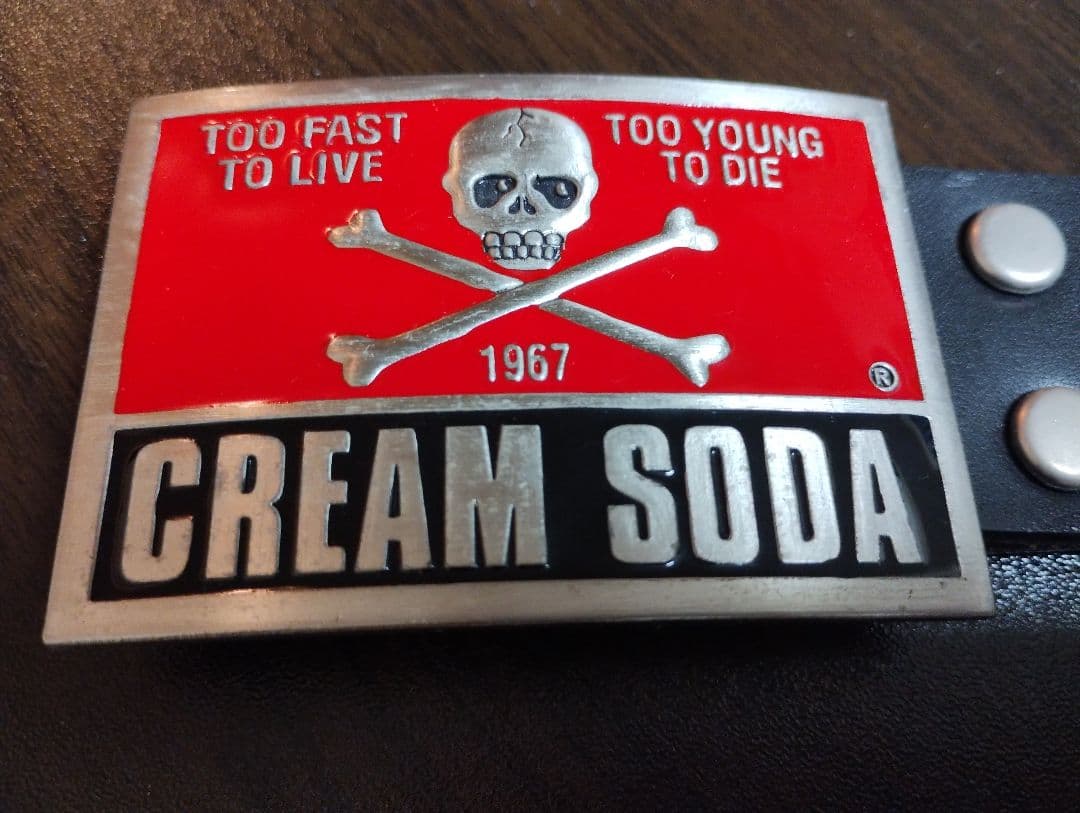 美品 CREAM SODA クリームソーダ 角ドクロ 40周年バックル＆ベルト