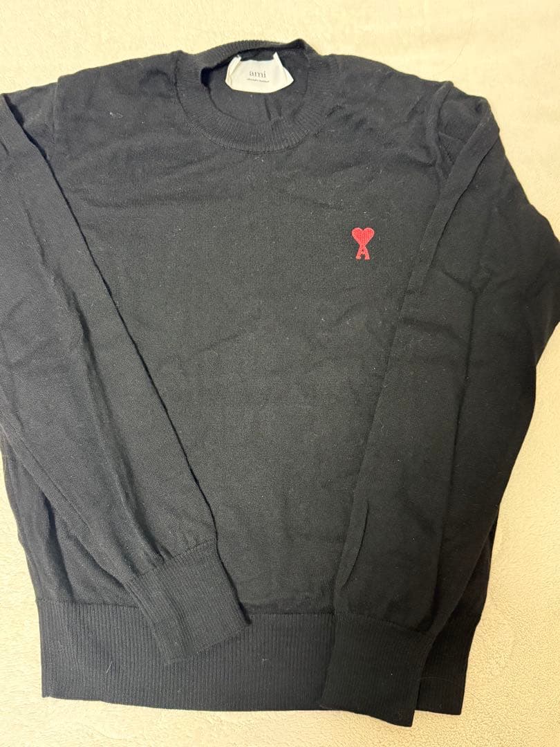 ami parisブラック ハートロゴ セーター アミ パリス AMI PARIS ニット ハート ロゴ AMI DE COEUR セーター