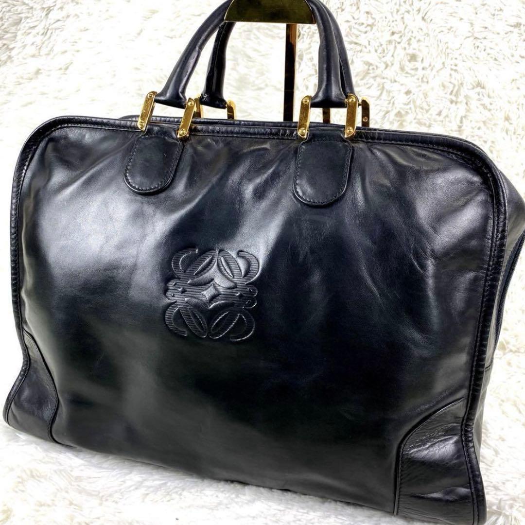 黒レザー ボストンバッグ ロエベ