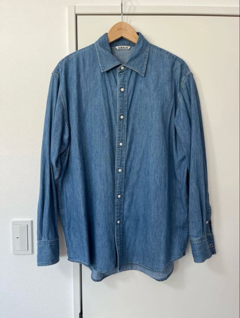 トップス AURALEE SELVEDGE SUPER LIGHT DENIM SHIRT