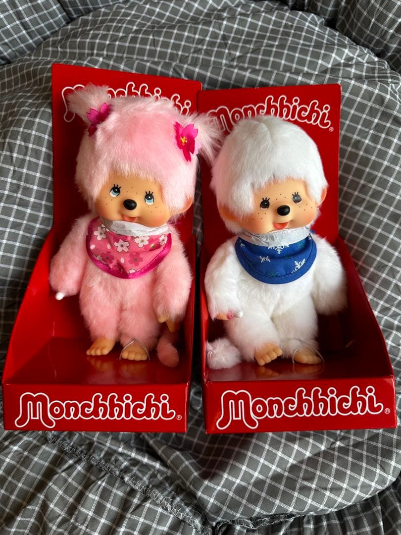 海外限定モンチッチ スノー白色 Sサイズ サクラピンク色S サイズ 2体セット