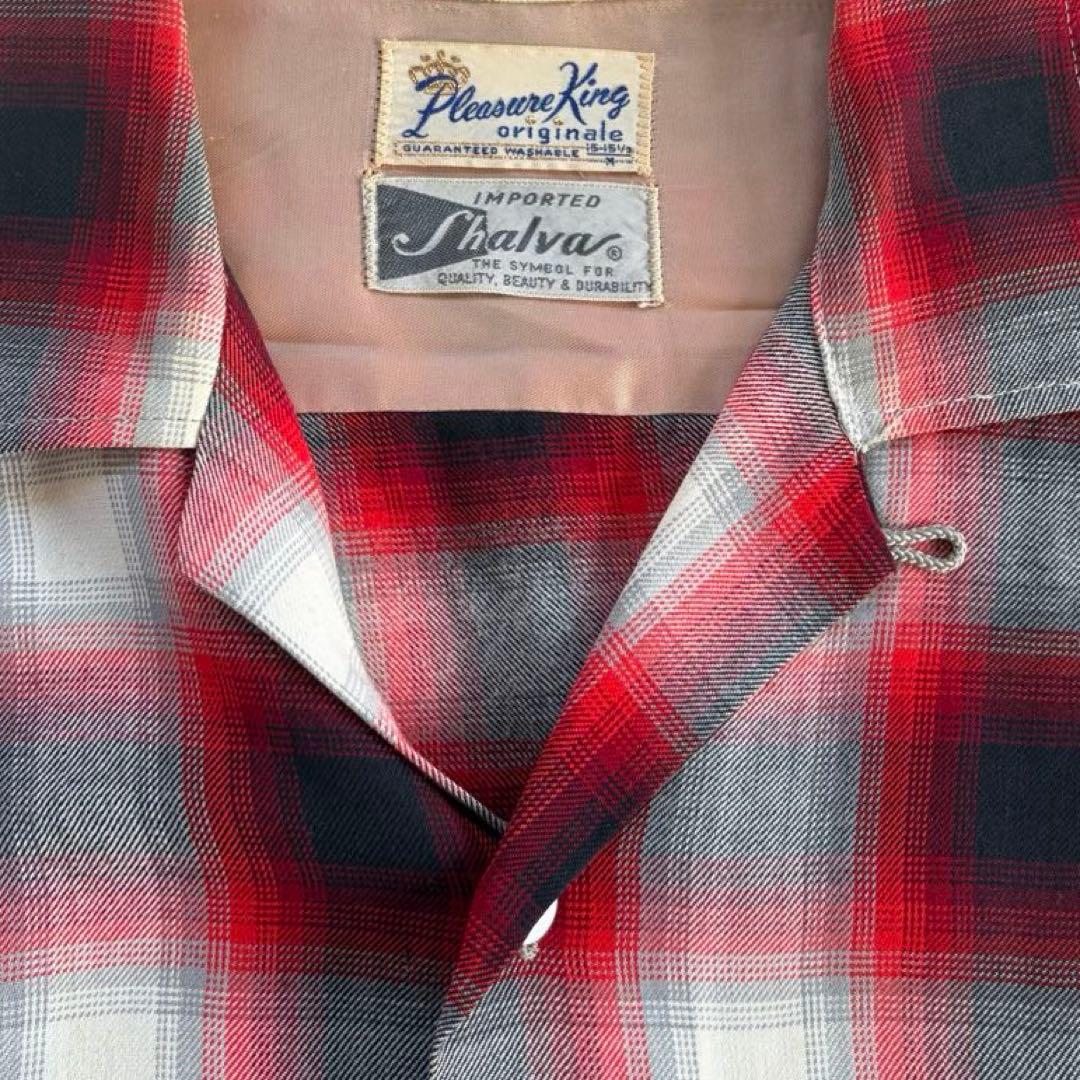 60s オンブレ レーヨンシャツ シャドーチェック ノンウォッシュ