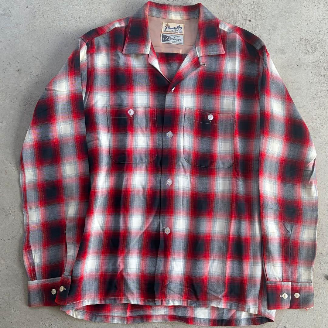 60s オンブレ レーヨンシャツ シャドーチェック ノンウォッシュ