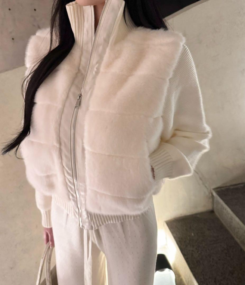 即日発送 2WAYニットスリーブエコファー ダウンジャンパー　/b3 2WAYニットスリーブエコファーダウンジャンパー | レディース