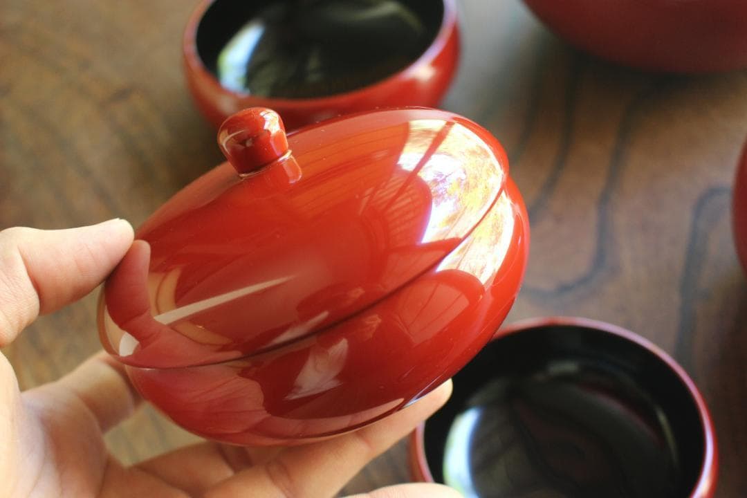 デッドストック！極上塗分け漆の美しい応量器＆蓋揃いセット（検輪島塗