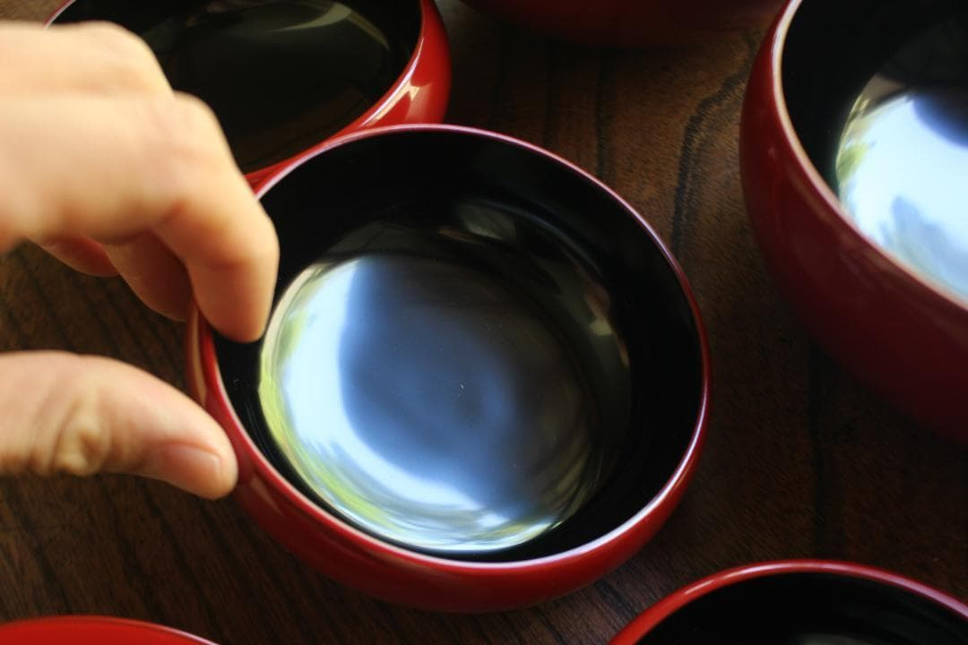 デッドストック！極上塗分け漆の美しい応量器＆蓋揃いセット（検輪島塗