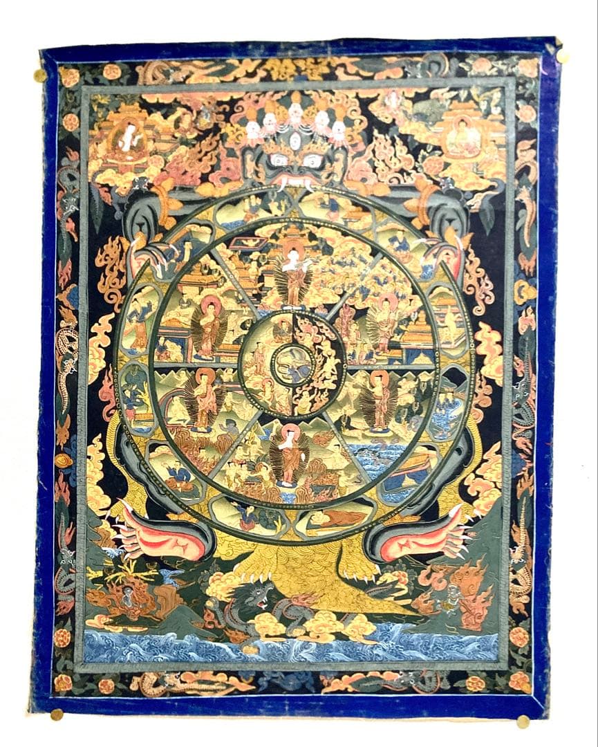 チベット　曼荼羅　マンダラ　仏画　密教(3) タンカ　掛軸　観音　菩薩　如来　佛 送料無料 タンカ 仏画 マンダラ チベット 〔Raj Lama作 一点物・美術館