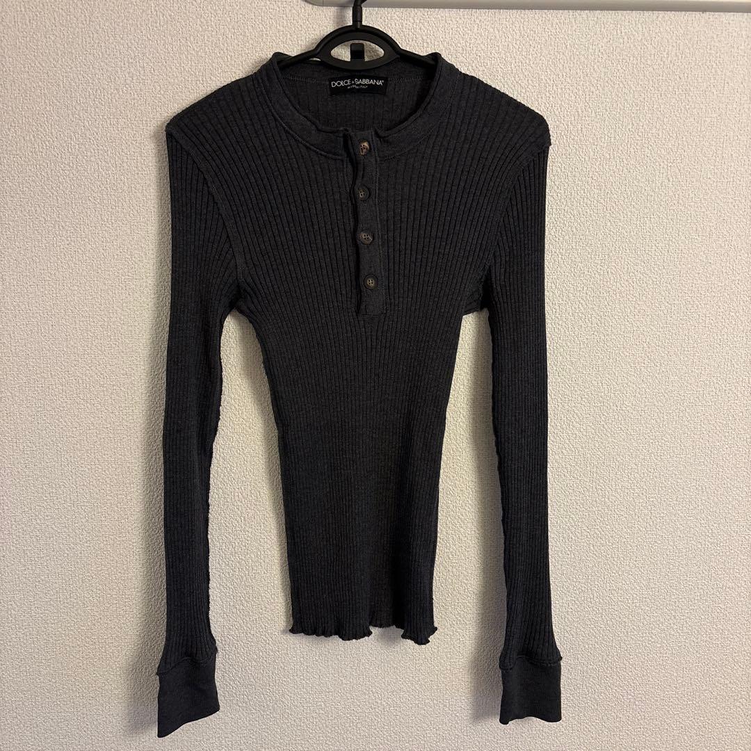 【美品】DOLCE&GABBANA リブ編みヘンリーネックニット 【Y2K】