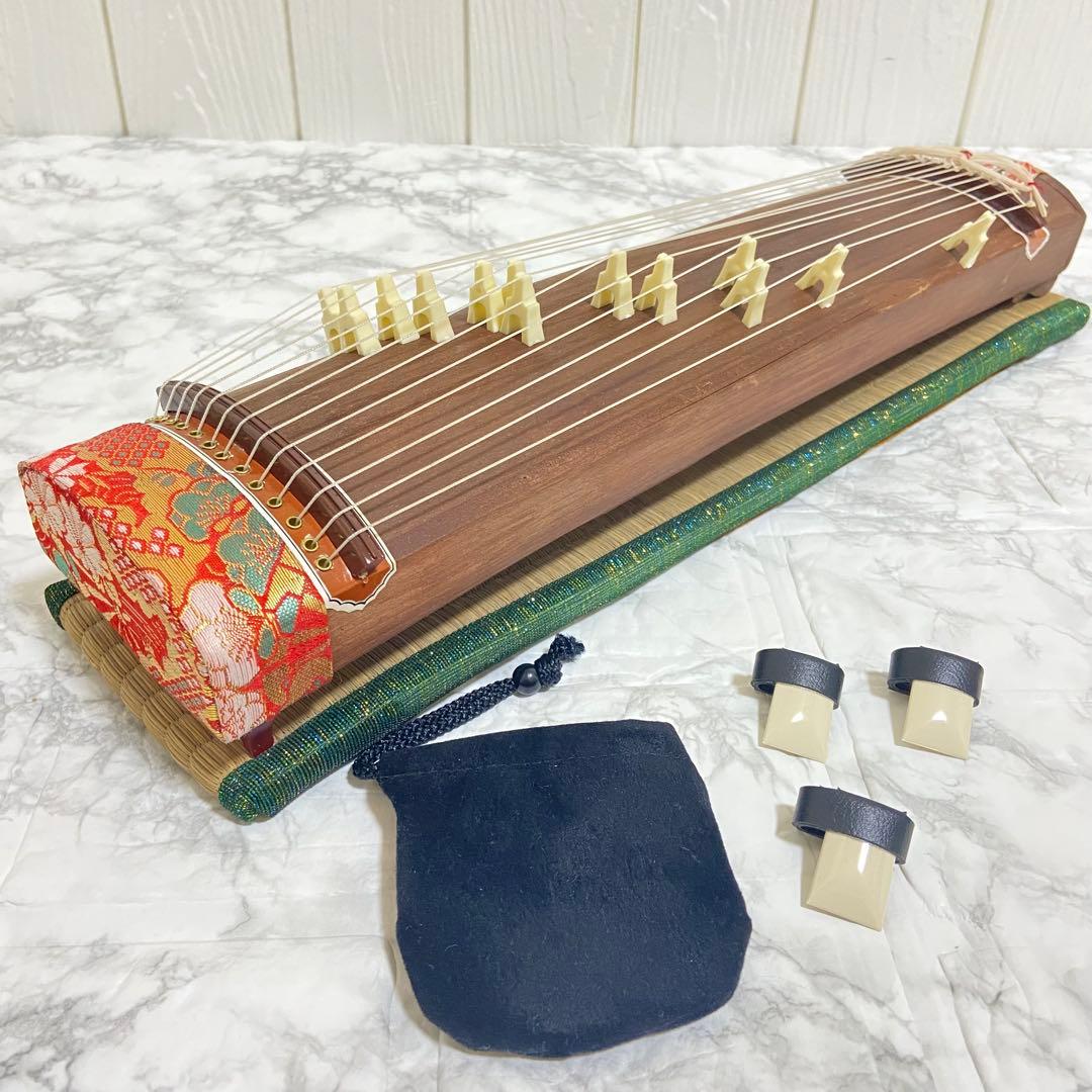 ミニ琴全長約42cm短琴和楽器 13弦お箏 お琴 お琴の手引き爪付き